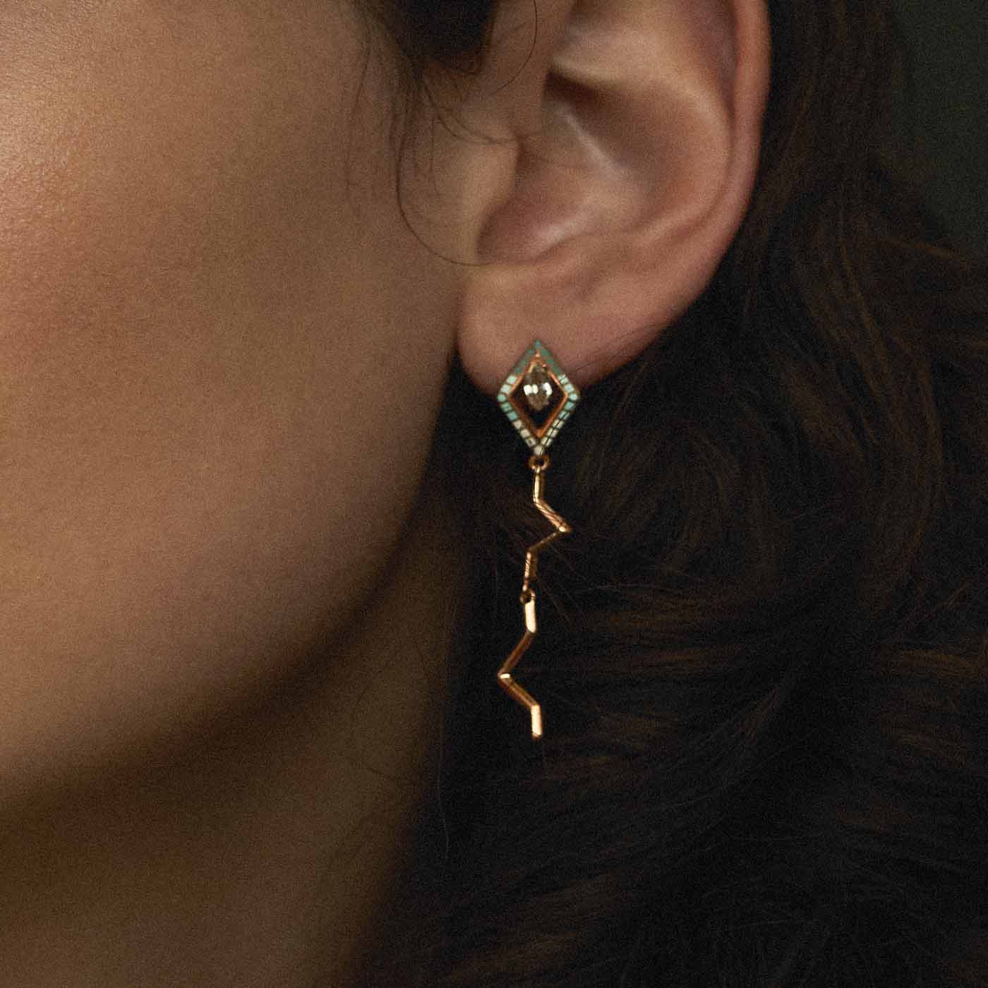 Pipa Earrings in Gold Vermeil with Green Amethysts